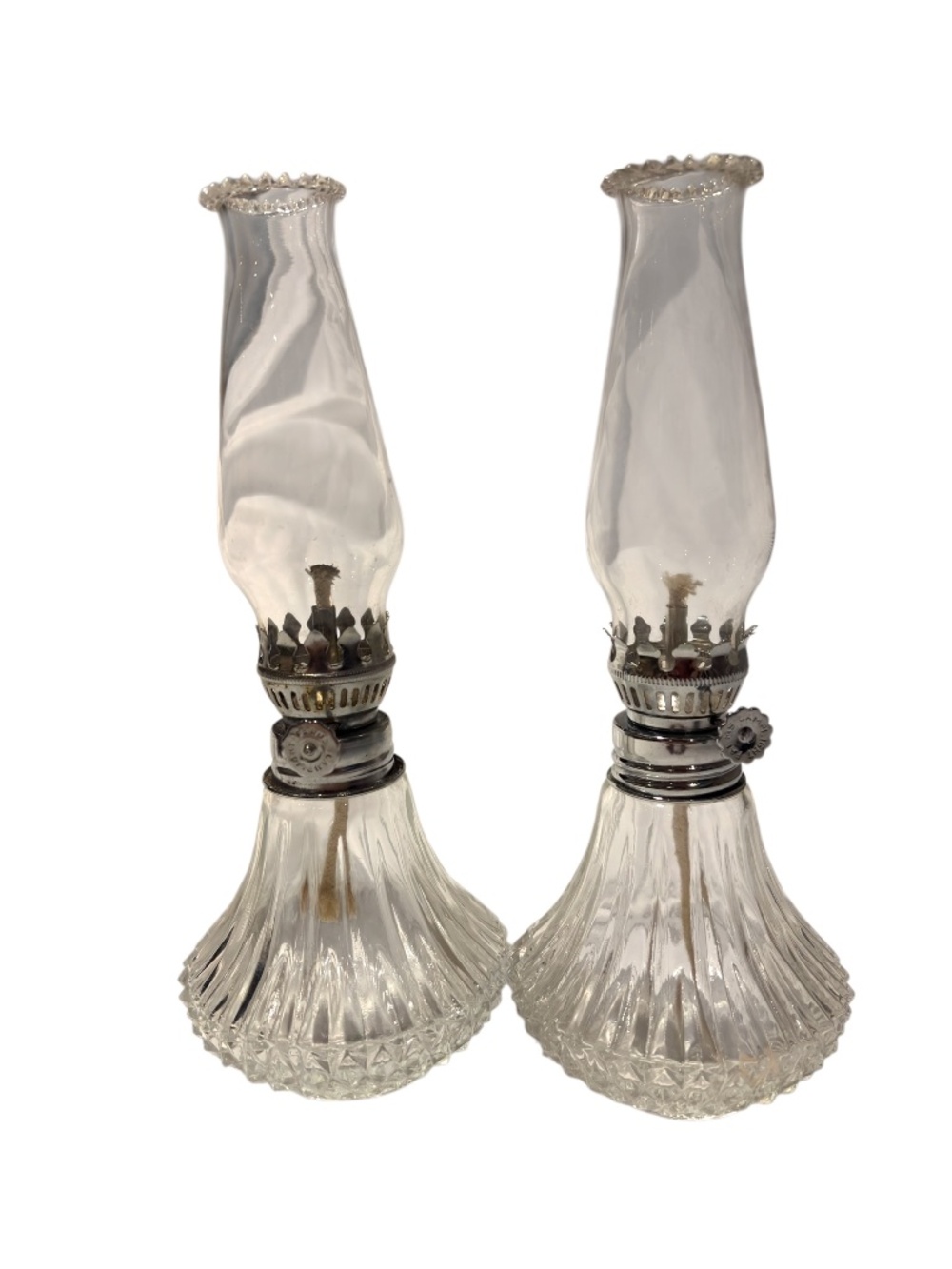 vintage set of 2 mini oil lamps